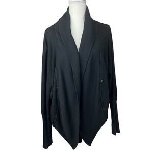 Aritzia Wilfred Diderot Black Cocoon Cardigan Wrap Sweater Size XXS Long Sleeve